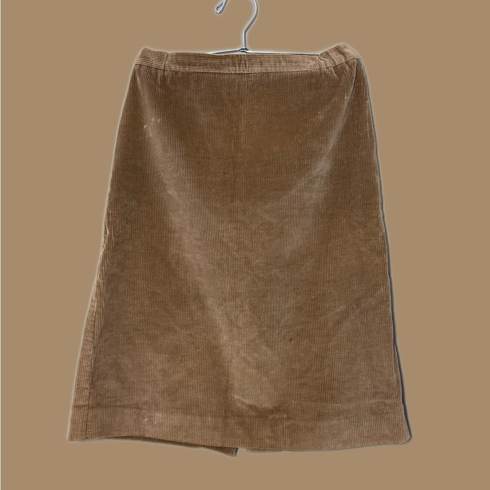 Vintage 90s Beige Corduroy Women’s Midi Skirt Size 14